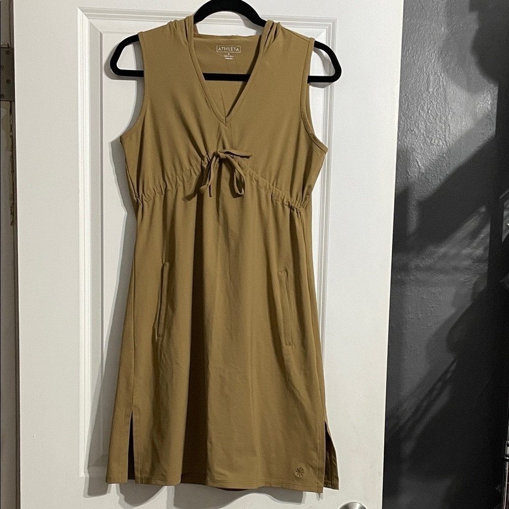 Athleta Womens Tan Hooded Sleeveless Dress Size Small